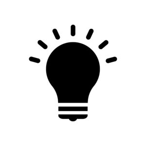 Silhouette icon of a light bulb.
