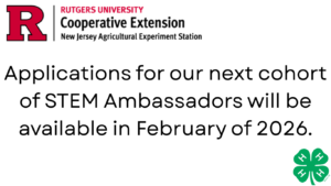 Text reading Applications for our next Cohort of STEM Ambassadors will be available in February of 2026